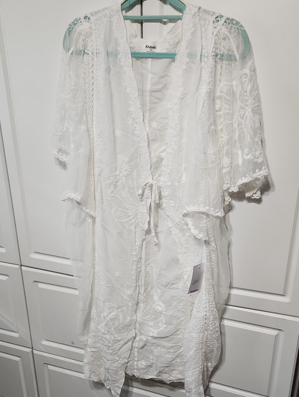 White Embroidered Lace Kimono